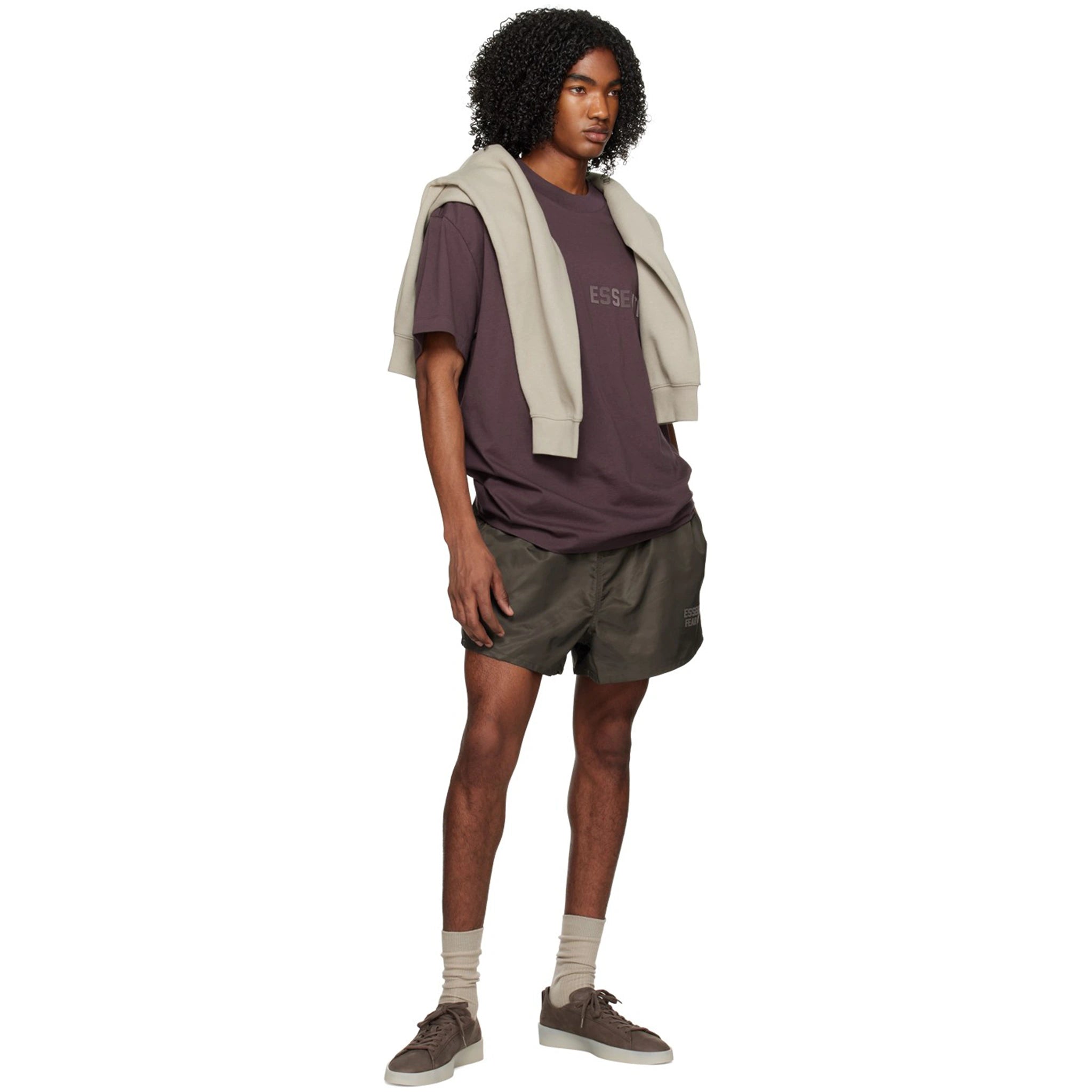 Model view of Fear of God Essentials SS Plum T Shirt (SS23)